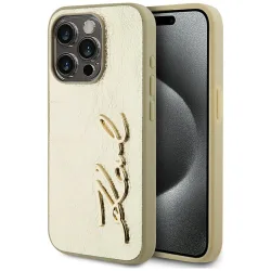 Custodia per Apple iPhone 15 Pro Max, Karl Lagerfeld, Metal Signature, Dorata