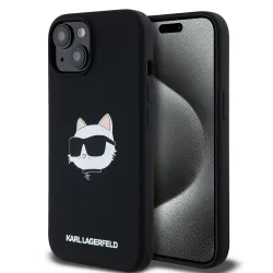 Custodia MagSafe per Apple iPhone 15, Karl Lagerfeld, Silicone Choupette's Head, Nera