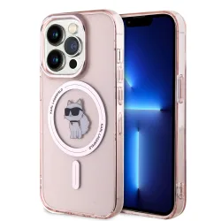 Custodia MagSafe per Apple iPhone 15 Pro Max, Karl Lagerfeld, IML Choupette, Rosa