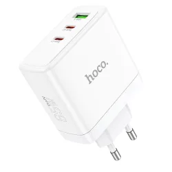 Caricabatterie Rete HOCO N30, 65W, 3.25A, 1 x USB-A - 2 x USB-C, Bianco