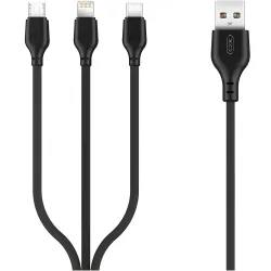 Cavo di Ricarica USB-A - Lightning / microUSB / USB-C XO Design NB103 3in1, 10W, 1m, Nero