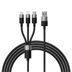 Cavo di Ricarica USB-A - Lightning / microUSB / USB-C Baseus StarSpeed 3in1, 20W, 1.2m, Nero CAXS000001