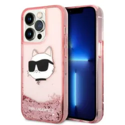 Custodia per Apple iPhone 14 Pro Max, Karl Lagerfeld, Glitter Choupette's Head, Rosa