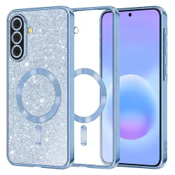 Custodia MagSafe per Samsung Galaxy A57 5G, Techsuit, Luxury Glitter, Blu
