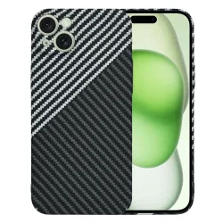 Custodia per Apple iPhone 15 Plus, Techsuit, Carbonite FiberShell, Nero Grigio