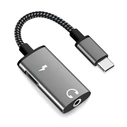 Adattatore Audio USB-C - USB-C / 3.5mm Techsuit AC22 AcustiCore, Grigio