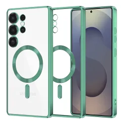 Custodia MagSafe per Samsung Galaxy S25 Ultra S938, Techsuit, Luxury Crystal, Verde Chiaro