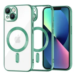 Custodia MagSafe per Apple iPhone 13, Techsuit, Luxury Crystal, Verde Chiaro