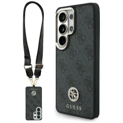 Custodia MagSafe per Samsung Galaxy S26 Ultra S948, GUESS, 4G Big Rhinestone Triangle Strap, Nera