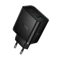 Caricabatterie da Rete HOCO N75, 65W, 3A, 1 x USB-A - 2 x USB-C, Nero