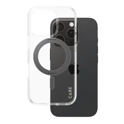 Custodia MagSafe per Apple iPhone 16 Pro, PanzerGlass, con Supporto Kickstand, Trasparente Nera
