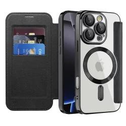 Custodia MagSafe per Apple iPhone 16 Pro Max, Techsuit, SmartMag Book, Nera