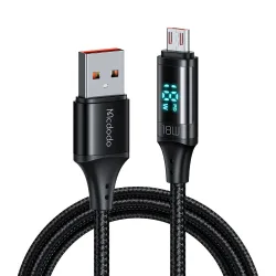 Cavo Dati e Ricarica USB-A - microUSB McDodo CA-1070 Display, 18W, 1.2m, Nero