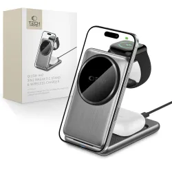 Caricabatterie Wireless Rete Tech-Protect A42 3in1, 15W, 1.67A, Grigio