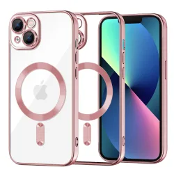 Custodia MagSafe per Apple iPhone 13, Techsuit, Luxury Crystal, Rosa