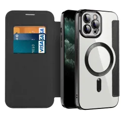Custodia MagSafe per Apple iPhone 11 Pro Max, Techsuit, SmartMag Book, Nera