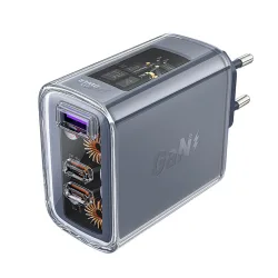 Caricabatterie Rete Acefast A45 Exploration, 65W, 3.25A, 1 x USB-A - 2 x USB-C, Grigio