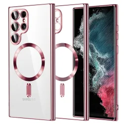 Custodia MagSafe per Samsung Galaxy S22 Ultra 5G S908, Techsuit, Luxury Crystal, Rosa