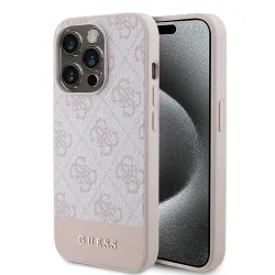 Custodia per Apple iPhone 15 Pro Max, Guess, 4G Stripe, Rosa