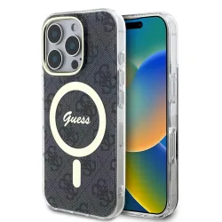 Custodia MagSafe per Apple iPhone 16 Pro Max, Guess, IML 4G, Nera