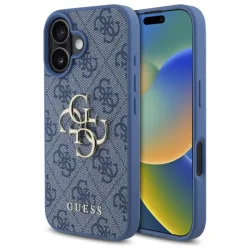 Custodia per Apple iPhone 16, Guess, 4G Big Logo, Blu