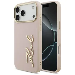 Custodia per Apple iPhone 17 Pro Max, Karl Lagerfeld, Script Logo, Rosa