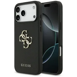 Custodia per Apple iPhone 17 Pro Max, Guess, 4G Grained Big and Classic Logo, Nera