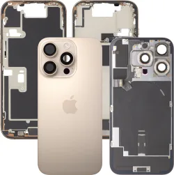 Copertura Batteria Apple iPhone 16 Pro, Con Scocca Centrale, Parti Complete, Oro (Desert Titanium), Swap Premium