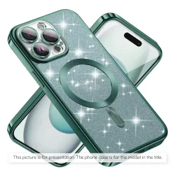 Custodia MagSafe per Apple iPhone 17, Techsuit, Luxury Glitter, Verde Chiaro