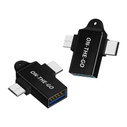 Adattatore OTG microUSB / USB-C - USB-A Techsuit A15 AluCoreX, Nero