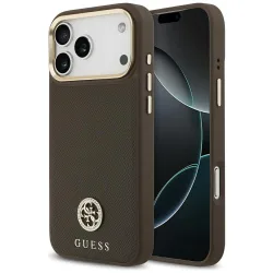 Custodia MagSafe per Apple iPhone 17 Pro Max, Guess, Grained Strass Logo, Marrone
