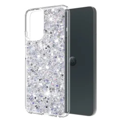 Custodia per Motorola Moto G14, Techsuit, Sparkly Glitter, Bianca