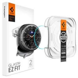 Pellicola Protettiva Spigen GlastR EZ FIT per Samsung Galaxy Watch8 Classic, Set 2 pezzi, Vetro Temperato AGL09877