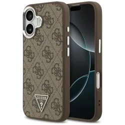 Custodia MagSafe per Apple iPhone 17, Guess, Logo Triangolo 4G, Marrone Argentato