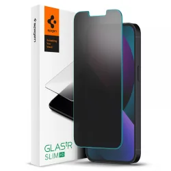 Pellicola Protettiva Schermo Privacy Spigen GlastR Slim per Apple iPhone 17e / 16e / 14 / 13 Pro, Vetro Temperato, Full Glue AGL03393