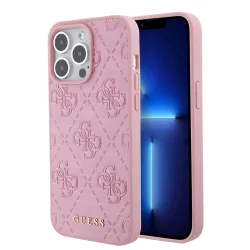 Custodia per Apple iPhone 15 Pro Max, Guess, 4G Stamped, Rosa