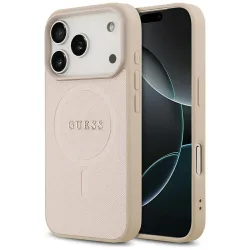 Custodia MagSafe per Apple iPhone 17 Pro Max, Guess, Saffiano Classic Logo, Rosa