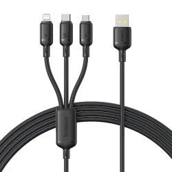 Cavo di Ricarica USB-A - Lightning / microUSB / USB-C Baseus Silky 3in1, 100W, 1.5m, Nero P10377705123-00