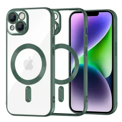 Custodia MagSafe per Apple iPhone 14 Plus, Techsuit, Luxury Crystal, Verde Scuro