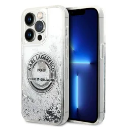 Custodia per Apple iPhone 14 Pro, Karl Lagerfeld, Liquid Glitter RSG, Argento