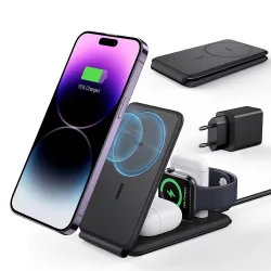 Caricabatterie Wireless Retea ESR Travel 3in1, 15W, 1.67A, Nero