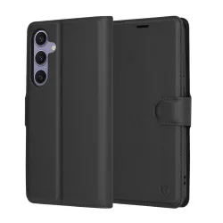 Custodia per Samsung Galaxy S24+ S926, Techsuit, Leather Folio, Nera