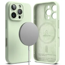 Custodia MagSafe per Apple iPhone 16 Pro, Ringke, Silicone, Verde Chiaro