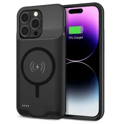 Batteria Esterna Tipo Custodia Wireless Techsuit Power Pro Battery per Apple iPhone 15 Pro, 7000mAh, Nera