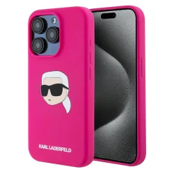 Custodia MagSafe per Apple iPhone 15 Pro Max, Karl Lagerfeld, Silicone Karl's Head, Fucsia