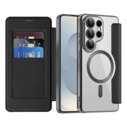 Custodia MagSafe per Samsung Galaxy S26 Ultra S948, Techsuit, SmartMag Book, Nera