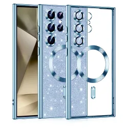 Custodia MagSafe per Samsung Galaxy S24 Ultra S928, Techsuit, Luxury Glitter, Blu