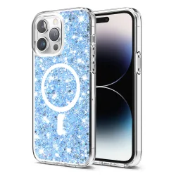 Custodia MagSafe per Apple iPhone 14 Pro, Techsuit, Sparkly Glitter, Blu