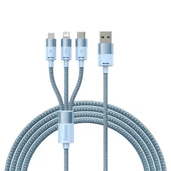 Cavo di Ricarica USB-A - Lightning / microUSB / USB-C Baseus StarSpeed 3in1, 20W, 1.2m, Blu CAXS000017