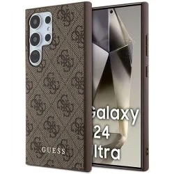 Custodia per Samsung Galaxy S24 Ultra S928, Guess, 4G Metal Gold Logo, Marrone